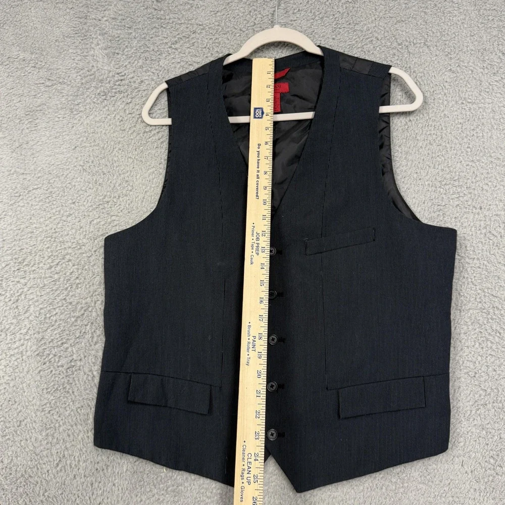 Alfani Vest Mens Large Black Pinstripe Slim Fit Dress Suit Formal Wedding‎